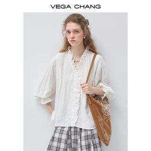 VEGA CHANG Camicetta Personalizzata Stile Country Francese con Scollo a V e Maniche a Sbuffo con Design Texturizzato per Abbigliamento Femminile all'Ingrosso - Product Image 5