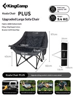 Kingcamp Mobilier de camping extérieur exquis : Chaise pliante et tabouret, chaise longue de camping extra large avec dossier haut, portable