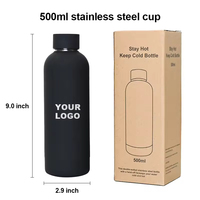 Bouteille d'eau de sport en acier inoxydable à double paroi avec logo personnalisé, 500 ml, thermos, peinture en caoutchouc mat