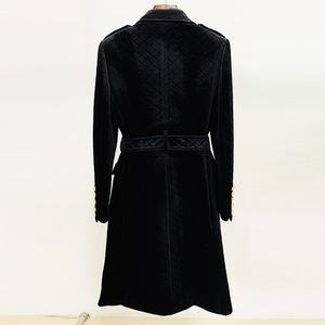 HIGH STREET, nueva moda 2024, abrigo de diseñador, abrigo largo de terciopelo con cinturón a cuadros y doble botonadura para mujer - Product Image 2