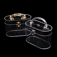 Boîte cadeau portable en acrylique pour le maquillage, avec poignée en cuir recyclable, pour la Saint-Valentin