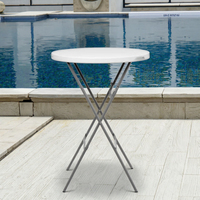 Table Haute Ronde Pliante en Plastique HDPE 32 Pouces Hitree, Blanche, pour Événements et Fêtes en Extérieur