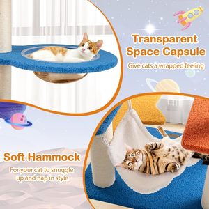 Foreign Trade Plush <b>Cat</b> Tree with Climbing Rack Nest <b>Scratching</b> <b>Board</b> & Toy-Space Capsule Design - Product Image 6