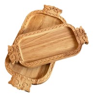 Plateau à fruits en bois massif sculpté rectangulaire, plateau de service à pain, plateau à bougies sculpté à la main, plateau de barbecue et boîte à bijoux