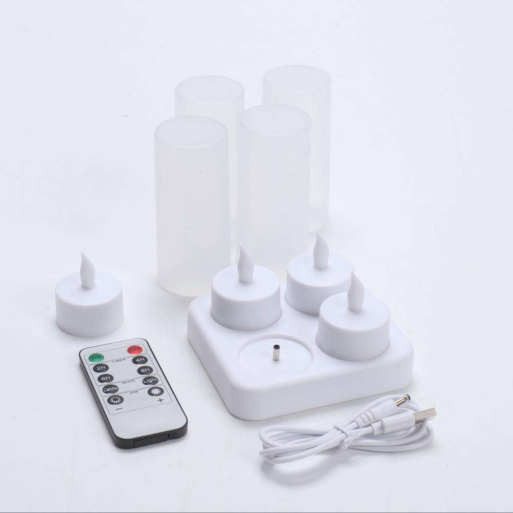 Ensemble de 4 bougies avec coupe en PP et télécommande