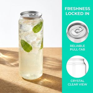Impression de logo personnalisé sur des canettes en PET transparentes pour boissons froides, café, soda, avec couvercles faciles à ouvrir, canettes en PET avec anneau d'ouverture - Product Image 4