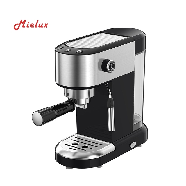 MIELUX Programmable Semi-Automatic Espresso Coffee Machine 1.4L with Milk Frother Cappuccino Maker One & Two Cup Household Use