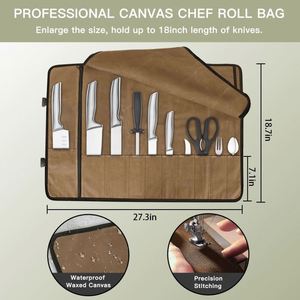 Échantillon Gratuit – Organisateur de Couteaux en Toile Personnalisé en Gros – Étui de Rangement pour Couteaux de Chef – Sac de Transport pour Camping, Barbecue et Activités de Plein Air - Product Image 2