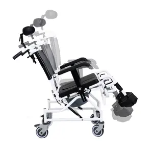 MUNIU POWER MN6206 Rehabilitation Tilt Aluminum Commode <strong>Chair</strong> with Toilet Pot <strong>Shower</strong> <strong>Chair</strong> 5-inch Front/Rear Wheels - Product Image 2