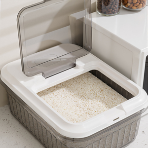 Boîte de rangement en plastique réutilisable grande et écologique avec couvercle à clapet transparent pour cuisine, bac à riz en PP de qualité alimentaire, organisateur sans BPA - Product Image 6