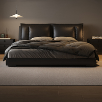 Chambre à coucher principale moderne et simple en cuir haut de gamme Lit double Style italien Paquet souple Lits King Size Queen Size