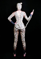 Combinaison de danse à imprimé léopard pour chat, costume d'Halloween, costume de scène pour hommes et femmes