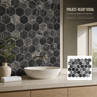 Carreaux de mosaïque hexagonale personnalisés 270x284mm aspect pierre Black Marquina pour projets, vente en gros