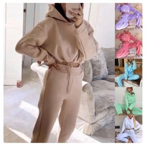 Autunno e inverno moda calda tinta unita <span class=keywords><strong>casual</strong></span> con coulisse pantaloni della tuta a maniche lunghe <span class=keywords><strong>abbigliamento</strong></span> femminile - Product Image 2