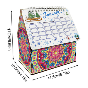 2026 DIY Handmade Art Calendar Desk Organizer 17cm x 14.5cm x 10.5cm Colorful Mandala Design For Home Office Decor - Product Image 1