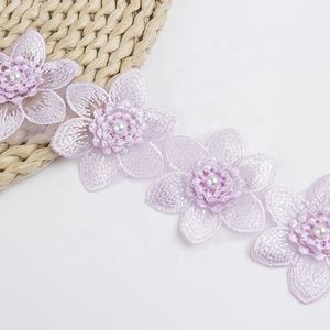 Gran oferta, adorno de encaje de lentejuelas bordado de Color personalizado, adorno de flores de gasa, encaje de guipur blanco para bricolaje, vestido - Product Image 4