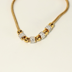 Gold Color Zircon Bead Snake Chain Bracelet 18K Gold Plated Stainless Steel Adjustable Bangle for Women <b>Gift</b> - Product Image 2