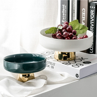 Europese Stijl Lichte Luxe Keramische Fruitschaal Moderne Woonkamer Snackplaat Net Rood Hoog Fruit Dienblad Verfrissing Plaat