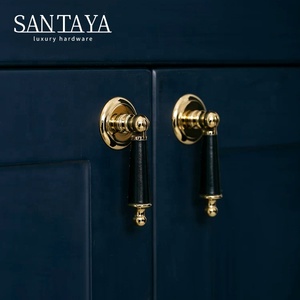 Santaya PVD 金色黄铜拉手 厨房橱柜拉手 卧室衣柜抽屉把手 家具挂件 皮革拉手 - Product Image 4