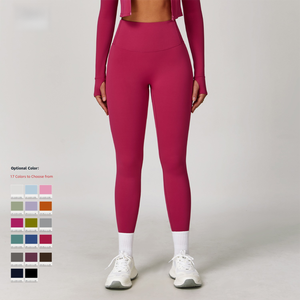 Leggings de <span class=keywords><strong>yoga</strong></span> pour femmes taille haute, effet push-up, longueur cheville, en Spandex/Nylon, couleur unie, infroissables, toucher nuage, séchage rapide - Product Image 3