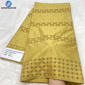 Sinya Promotion Spéciale Dentelle Suisse Brodé en Voile 100% Coton 5 Yards Super Luxe Tissu <span class=keywords><strong>Original</strong></span> Polonais pour Homme - Product Image 4