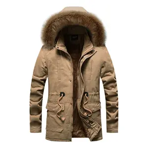 Winter new cashmere thickened medium long men's cotton-washed pure cotton jacket fashion casual wear