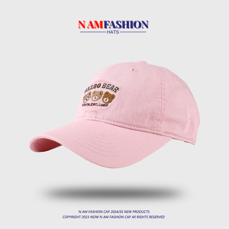 Three bear head baseball cap pink