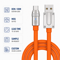 Câble USB A vers Type C Micro USB en alliage de zinc, charge rapide, transfert de données, avec indicateur LED pour téléphone et tablette (vente en gros)