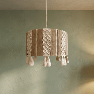 Basantpriya Bohemian Jute Macrame Pendant <b>Light</b> Shade Round Hanging Lamp Cover Tassel Decor for Living Room Hotel Housewarming - Product Image 2