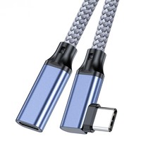 Câble d'extension USB-C à angle droit 90° 240W 20Gbps 8K Vidéo Adaptateur Mâle-Femelle pour Ordinateur MacBook iPad Dell XPS