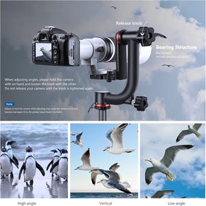 Cabeza de trípode de cardán NEEWER, aleación de aluminio profesional con placa de liberación rápida tipo <span class=keywords><strong>Arca</strong></span>, compatible con cámara DSLR más suave - Product Image 2