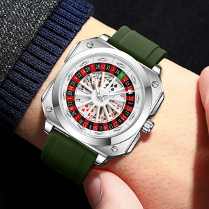 Men's Poker Style Quartz Watch Rubber Strap Casino Dial <b>Playing</b> <b>Cards</b> Design Fashion Wristwatch - Product Image 6