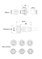 Connecteur circulaire en plastique étanche IP67 M16 2-5 broches Prise mâle/femelle électrique