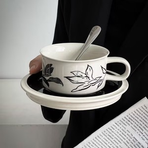 L 250ml <span class=keywords><strong>pintura</strong></span> de mano nórdica capuchino americano Latte taza de café de cerámica y platillo con plato - Product Image 5