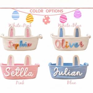 Personalized Name Laundry <b>Basket</b>, Cotton Rope <b>Basket</b>, Diaper Clothing Storage Organizer Bin, Bedroom Bathroom Decorations - Product Image 4