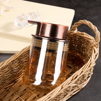 Bouteille de nettoyage en verre ambré de 300 ml avec pompe à pression facile pour savon pour les mains, nettoyant pour le visage, soins de la peau et des cheveux