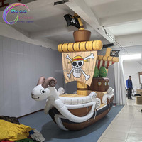 Barco Pirata Inflable Gigante con Cabeza de Oveja, una Decoración Ideal para Entretenimiento