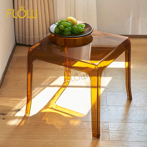 Wohnmöbel Modernes Outdoor Minimalistisches Kleines Tischset mit Kunststoffplatte und Acryl-Klarer Basis für Kaffee, Bettseite und Esszimmer - Product Image 1