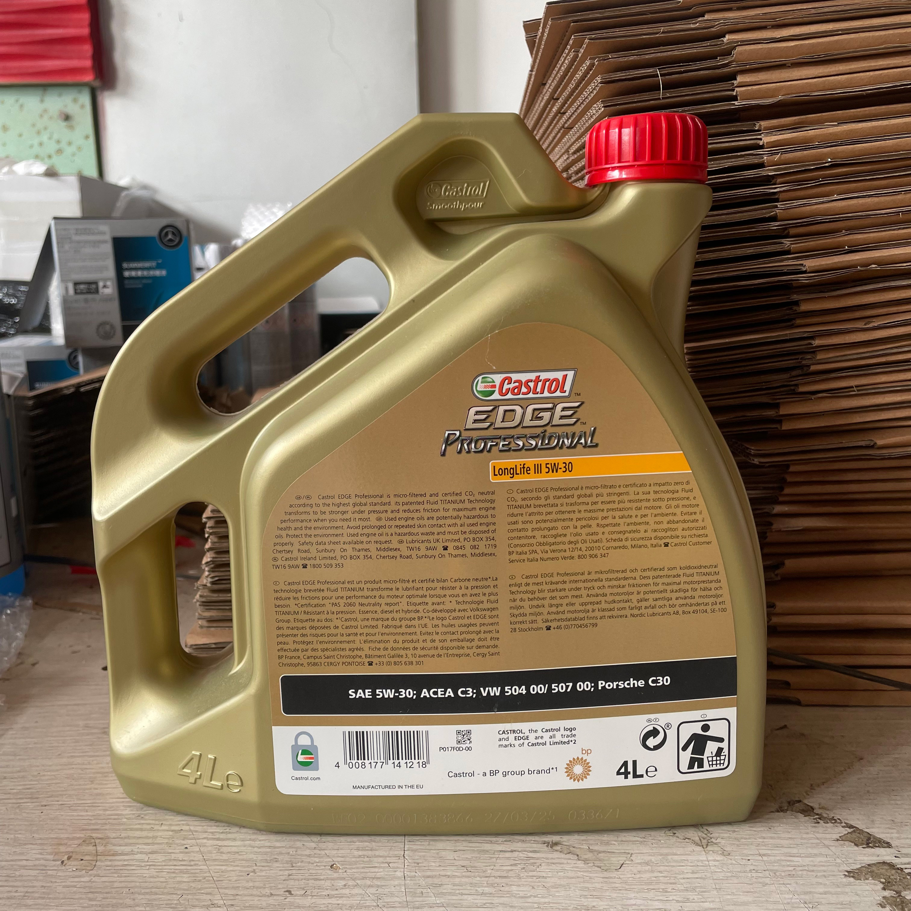 Quality Guarantee Fully Synthetic Engine Motor Oil Car LongLife IlI SN 5W30 C3 European Version 4 Liter P017F0C for Castrol EDGE - Product Image 2 of 2