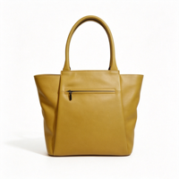 Sac fourre-tout en similicuir jaune moutarde doux, grande capacité, poche avant zippée, poignée supérieure, sac à main d'épaule pour femme, idéal pour le bureau