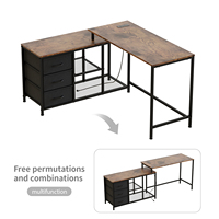 Bureau d'ordinateur en forme de L de haute qualité avec rangement, en métal et bois durables, design moderne, couleur personnalisable, montage facile, pour salon