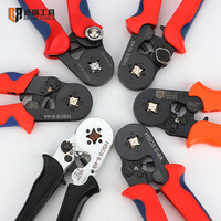 Alicates de crimpado de terminales tipo tubo TAIYUE HSC8 6-4A de acero con alto contenido de carbono, mango de agarre suave, óxido negro, para uso industrial de 23 AWG