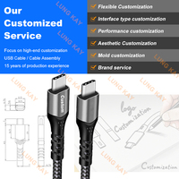 Cable USB 3.2 Gen 2x2 Tipo C a C LUNGKAY, 20 Gbps, Carga Rápida PD de 100 W, Cable Blindado con Trenzado de Nailon Personalizado para Laptop/Monitor