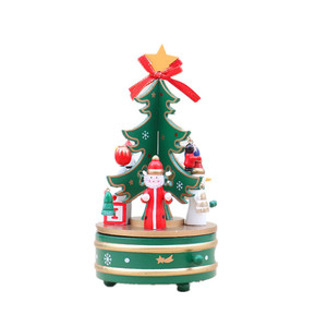 Decoraciones navideñas Caja musical giratoria de madera de alta gama para decoración del árbol de Navidad - Product Image 6