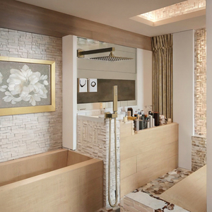 Conjunto de ducha monomando moderno con cabezal rectangular de rociado suave, núcleo cerámico, latón cepillado M6661GNI, estilo contemporáneo que aporta elegancia - Product Image 4