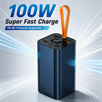 20000mAh 100W PD Schnellladung Aluminium-Legierung Tragbare Powerbank mit LED-Anzeige Dual USB/Type-C Anschlüsse für Mobiltelefone Laptops