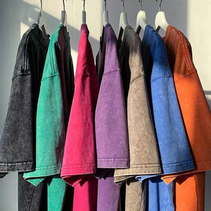 Custom Print Logo 280G Vintage Acid Washed T Shirt Men Heavyweight Cotton Blank Oversized Tshirt 100% Cotton Men's T-shirt - Product Image 1