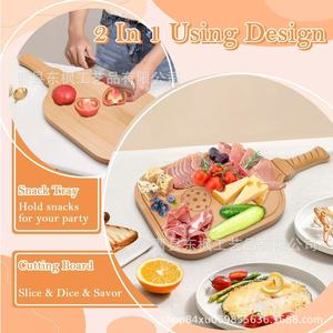 Bandeja de madera con forma de pala de ping pong y asa, tabla de cortar portátil de madera maciza para servir delicatessen y desayunos - Product Image 3
