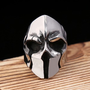 yunnique Stainless Steel <b>Skull</b> <b>Ring</b> Men's Mask Style Warrior Helmet Jewelry Gift Fashion <b>Rings</b> Size 7 8 9 10 11 12 13 - Product Image 2