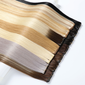 Extensions <span class=keywords><strong>per</strong></span> <span class=keywords><strong>capelli</strong></span> all'ingrosso, 100% umani vergini Remy, provenienti da donne europee, a doppia trama, nuove, morbide, sottili, annodate a mano, invisibili, con trama Genius - Product Image 4